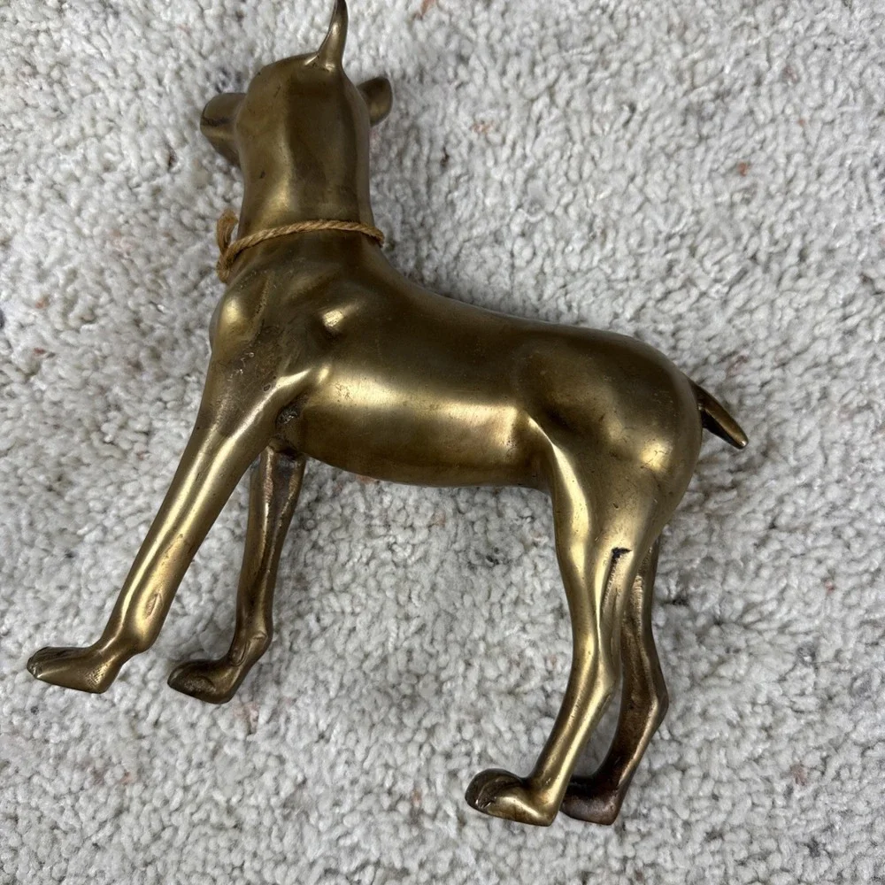 Vintage MCM Brass Boxer, Doberman Pinscher, Great Dane, Cane Corso, Dog - 3lbs!